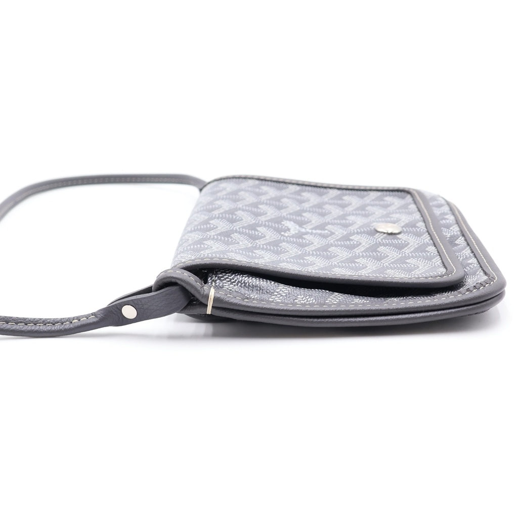 GOYARD(ゴヤール) プリュメ PVC コーティングキャンバス レザー ショルダーバッグ ポーチ ウォレット シルバー金具 グレー レディース