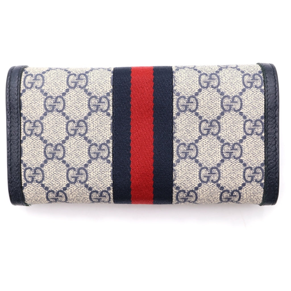 GUCCI(グッチ) オフィディア GGスプリーム コンチネンタルウォレット 二つ折り長財布 ネイビー 523155