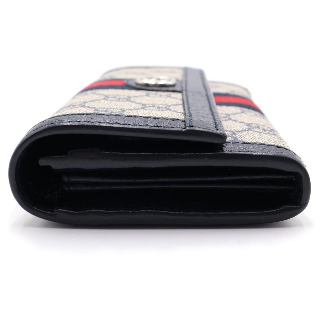 GUCCI(グッチ) オフィディア GGスプリーム コンチネンタルウォレット 二つ折り長財布 ネイビー 523155