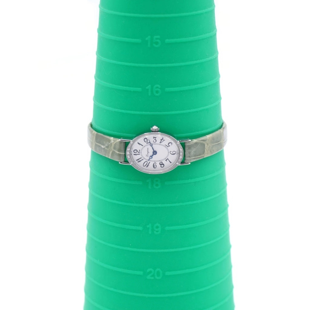 LONGINES(ロンジン) ラヴィソント ダイヤベゼル シルバー文字盤 SS×革/QZ ステンレス クォーツ オープンギャラ 腕時計 L5.182.0 レディース