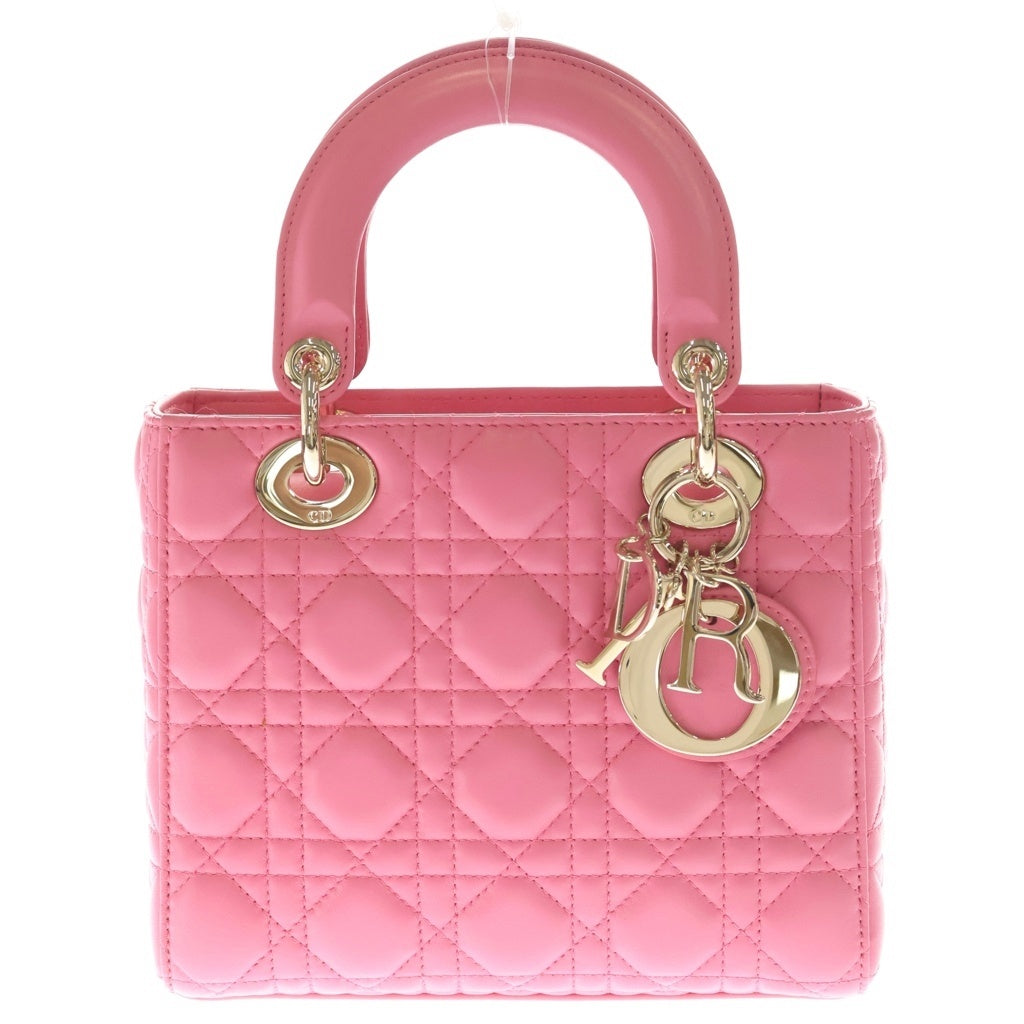 Christian Dior(クリスチャンディオール) マイレディディオール カナージュ スモール 2WAYハンドバッグ ショルダーバッグ ピンク レザー ゴールド金具 レディース