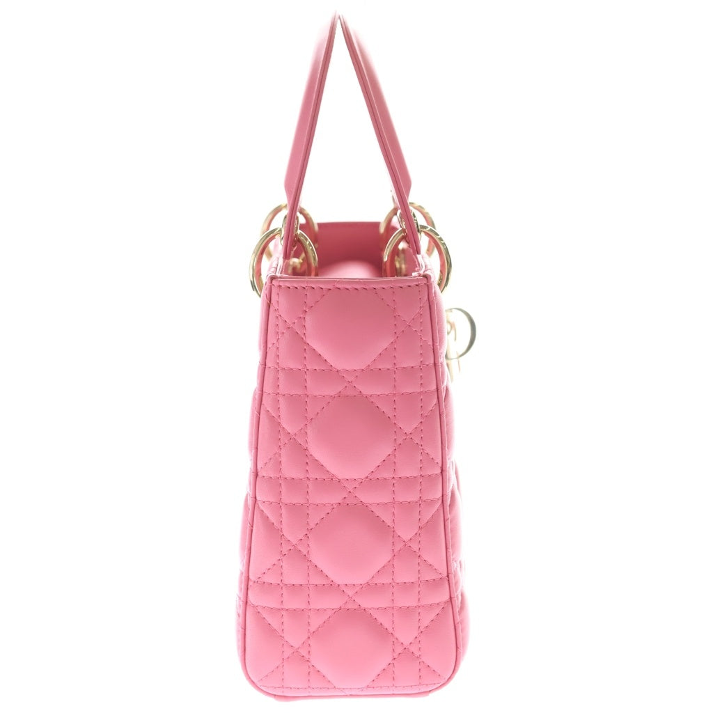 Christian Dior(クリスチャンディオール) マイレディディオール カナージュ スモール 2WAYハンドバッグ ショルダーバッグ ピンク レザー ゴールド金具 レディース