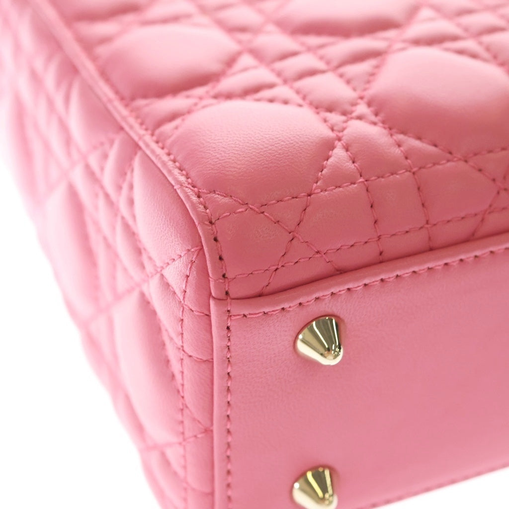 Christian Dior(クリスチャンディオール) マイレディディオール カナージュ スモール 2WAYハンドバッグ ショルダーバッグ ピンク レザー ゴールド金具 レディース