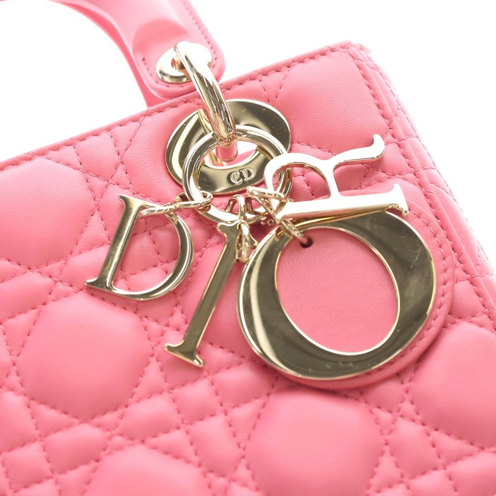 Christian Dior(クリスチャンディオール) マイレディディオール カナージュ スモール 2WAYハンドバッグ ショルダーバッグ ピンク レザー ゴールド金具 レディース