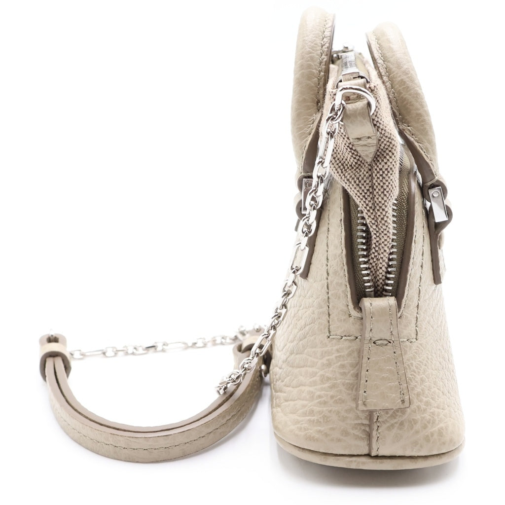Maison Martin Margiela(メゾンマルタンマルジェラ) 5AC ベビー ミニハンドバッグ ショルダーバッグ ベージュ キャンバス×レザー シルバー金具 レディース