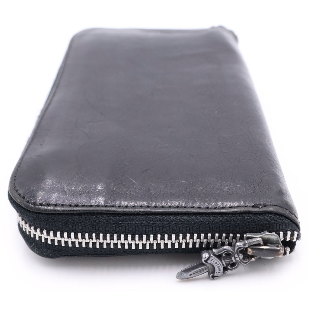 CHROME HEARTS(クロムハーツ) REC F ZIP PLANE プレーン ラウンドジップ レザー ブラック