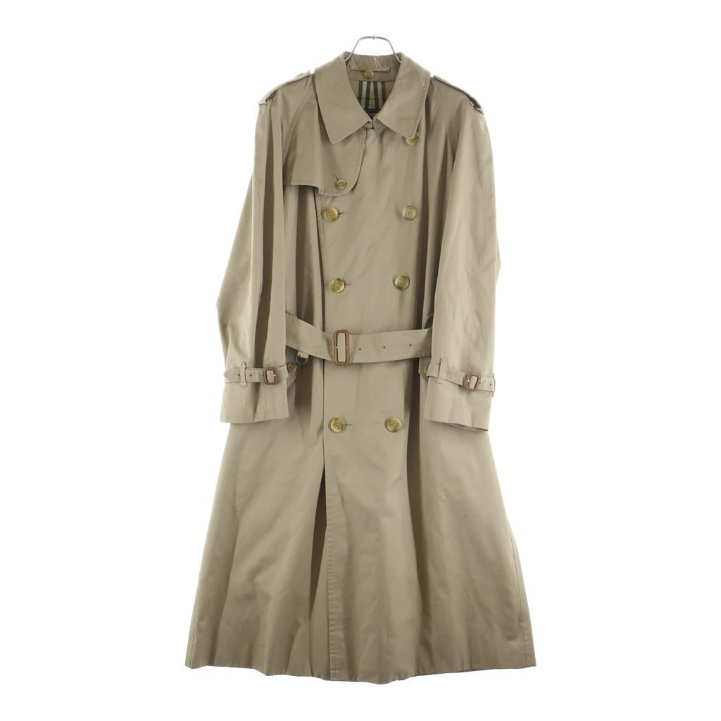 BURBERRY(バーバリー) 80-90s VINTAGE 裏地ノヴァチェック ダブルブレストトレンチコート ロング エポレット ラグランスリーブ コットン ポリエステル ベージュ
