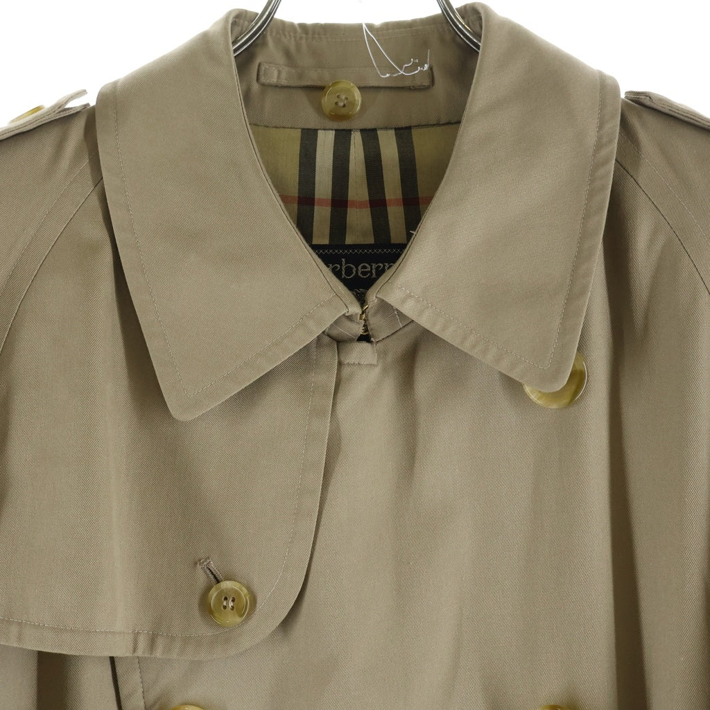 BURBERRY(バーバリー) 80-90s VINTAGE 裏地ノヴァチェック ダブルブレストトレンチコート ロング エポレット ラグランスリーブ コットン ポリエステル ベージュ