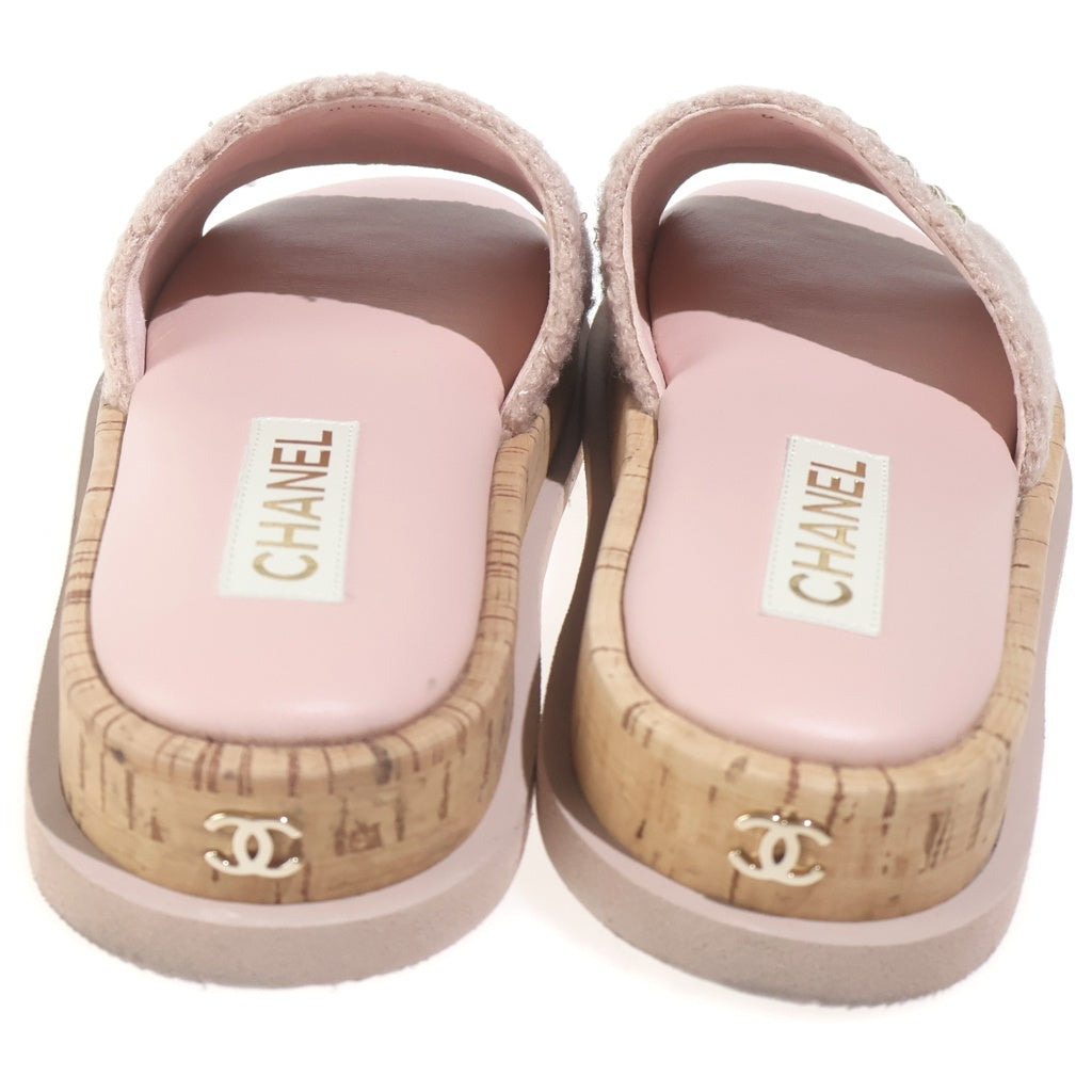 CHANEL(シャネル) ココマーク パール ムートン レザー サンダル ピンク レディース G45575