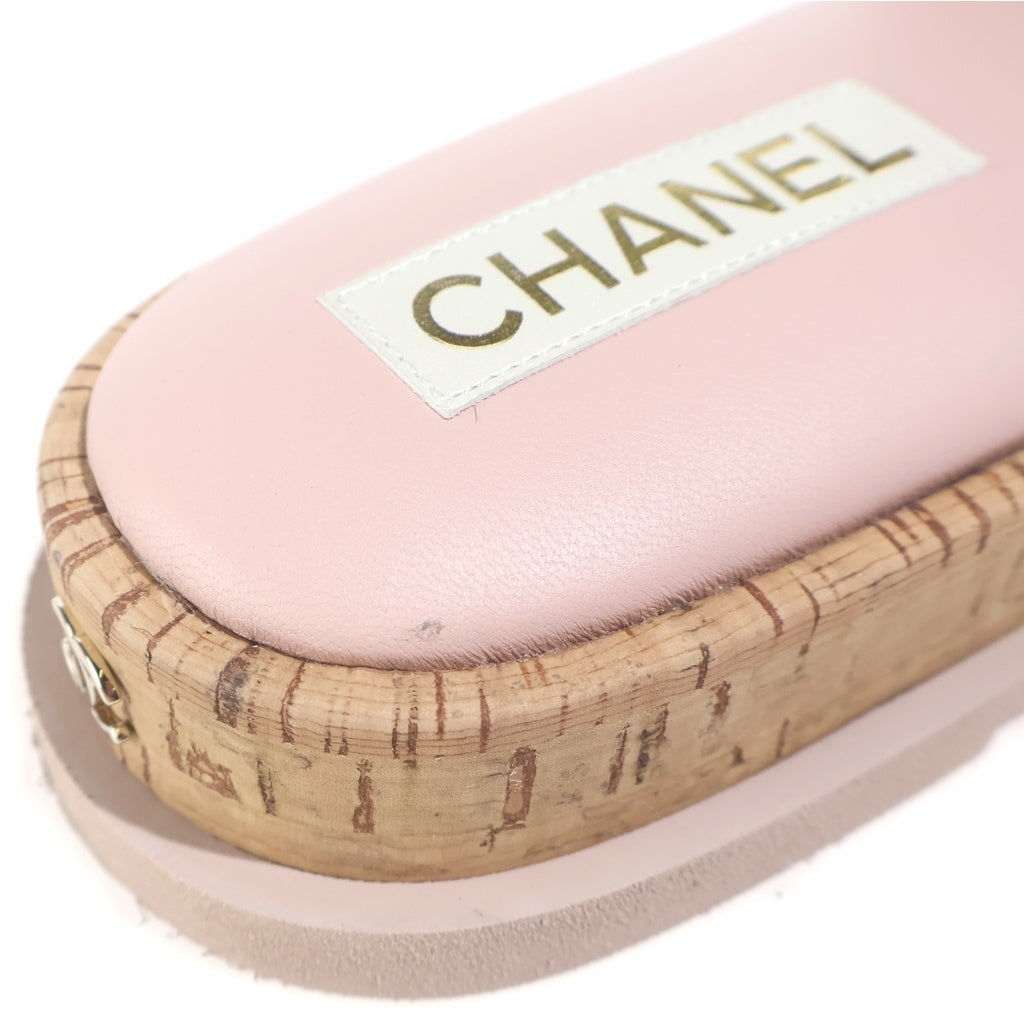 CHANEL(シャネル) ココマーク パール ムートン レザー サンダル ピンク レディース G45575