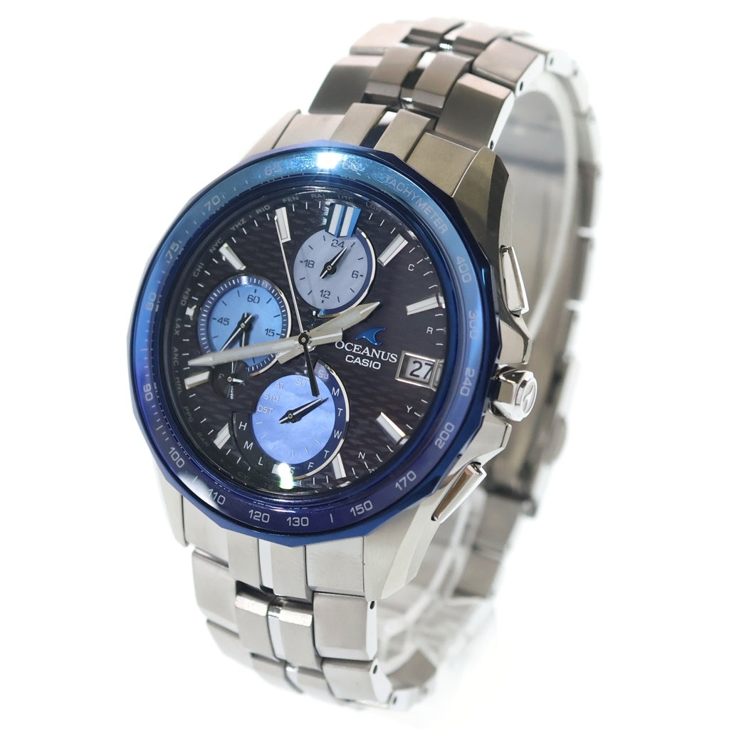 CASIO(カシオ) オシアナス マンタ 黒文字盤 TI/ソーラー電波 チタン 腕時計 OCW-S7000