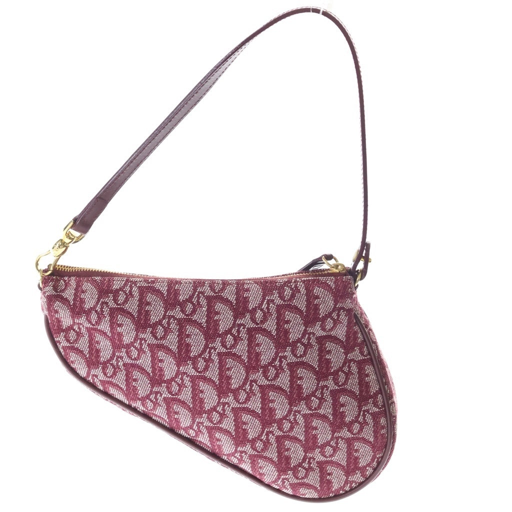 DIOR(ディオール) トロッター サドルバック ミニハンドバッグ ポーチ ボルドー ワインレッド レザー×キャンバス ゴールド金具 レディース