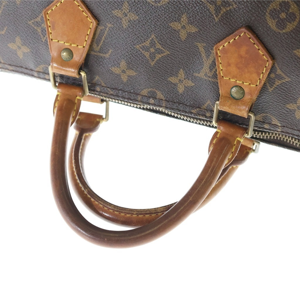 LOUIS VUITTON(ルイヴィトン) モノグラム スピーディ35 ハンドバッグ ボストンバッグ ブラウン レザー×PVC M41524 ゴールド金具 レディース