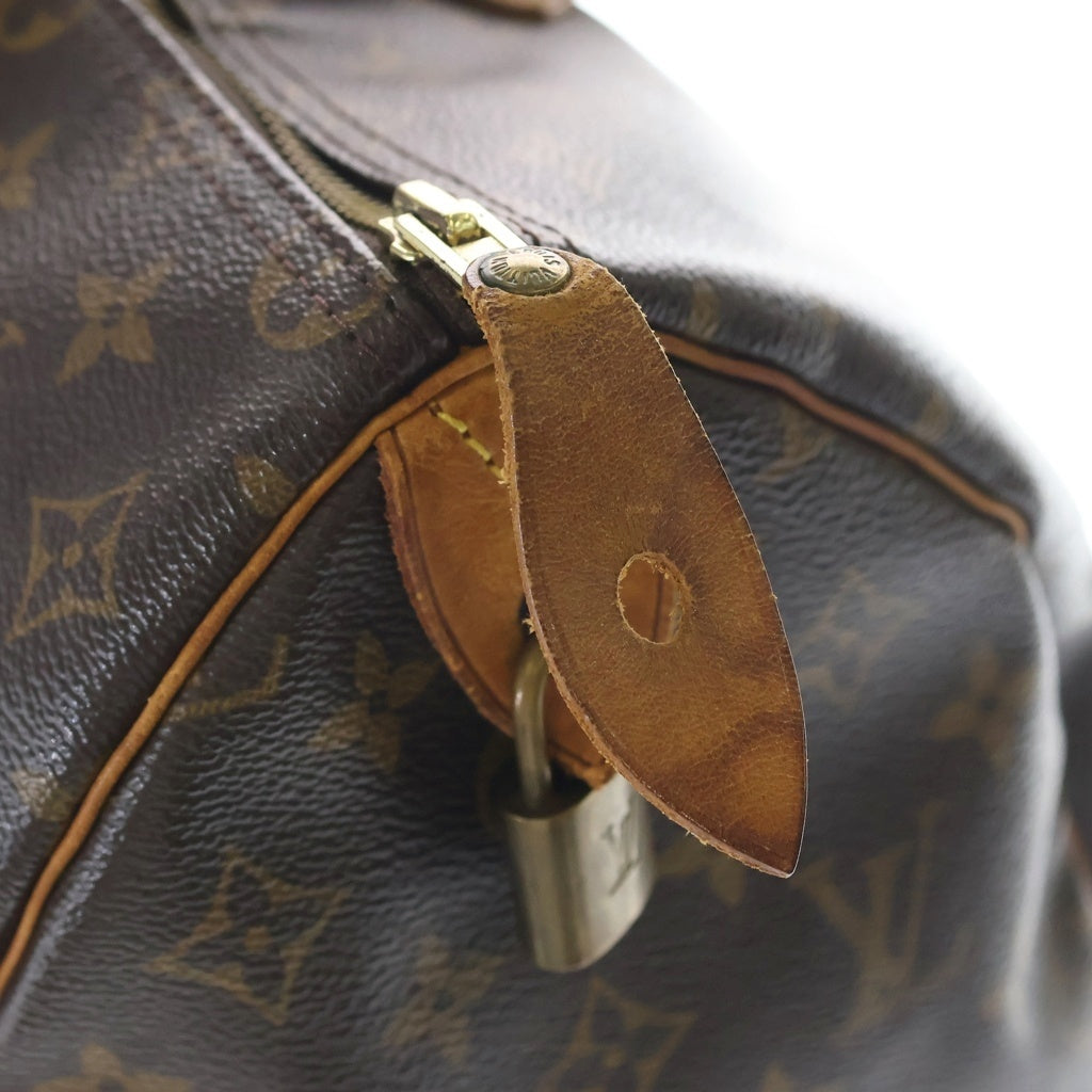 LOUIS VUITTON(ルイヴィトン) モノグラム スピーディ35 ハンドバッグ ボストンバッグ ブラウン レザー×PVC M41524 ゴールド金具 レディース