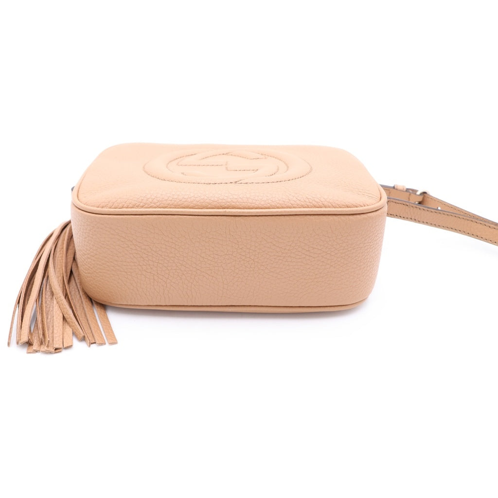 GUCCI(グッチ) ソーホー インターロッキングG タッセル フリンジレザー スモールディスコバッグ ショルダーバッグ ベージュ 308364 レディース