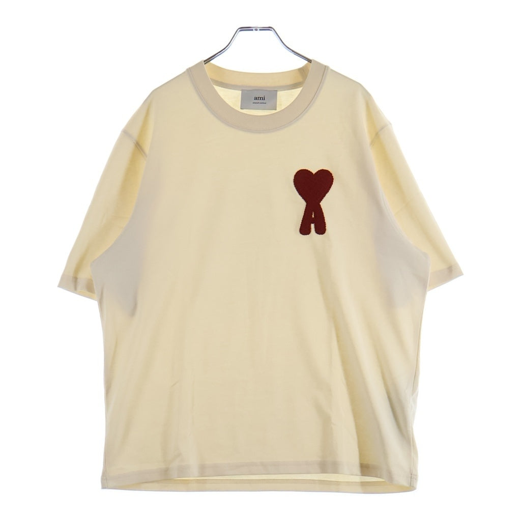 ami paris(アミパリス) Ami de Coeur ハートAロゴ 半袖Tシャツ カットソー コットン ベージュ HTS065.726 レディース