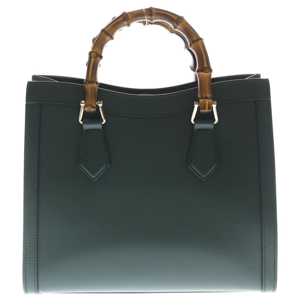 GUCCI(グッチ) ダイアナ バンブー 2WAYハンドバッグ ショルダーバッグ トートバッグ モスグリーン レザー 853226 ゴールド金具 レディース