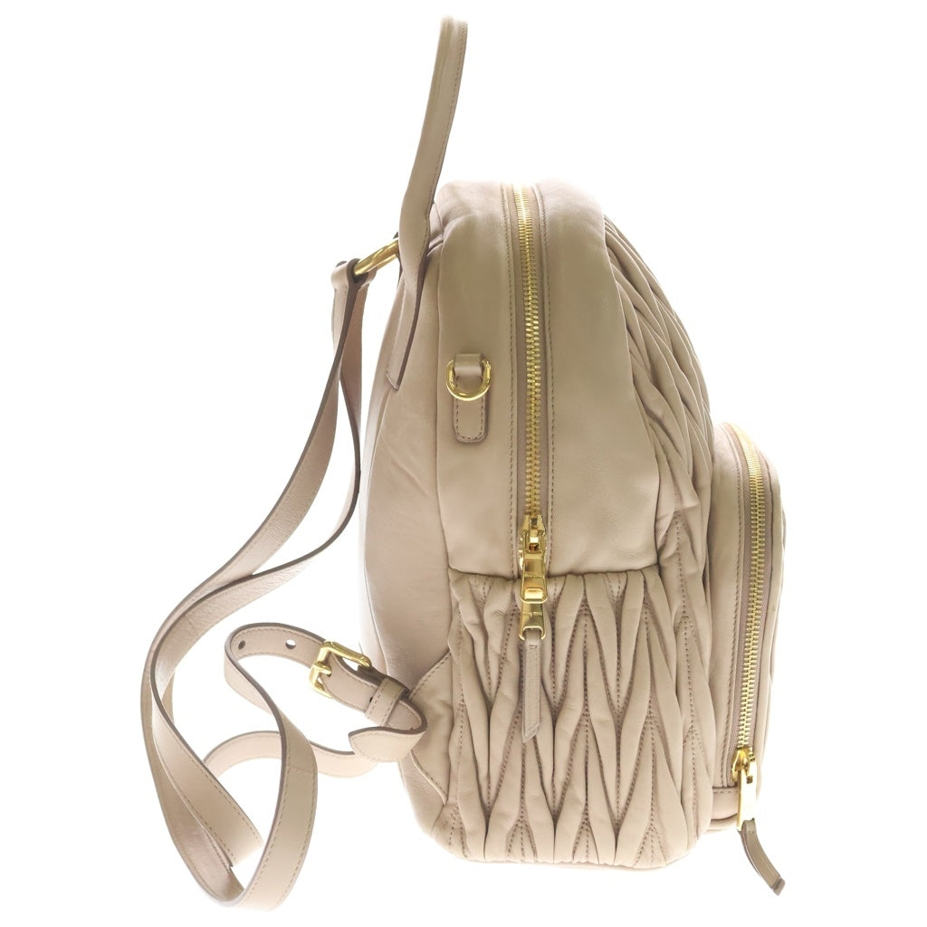 miumiu(ミュウミュウ) マテラッセ ミニ リュック リュックサック バックパック ベージュ レザー 5BZ022 ゴールド金具 レディース