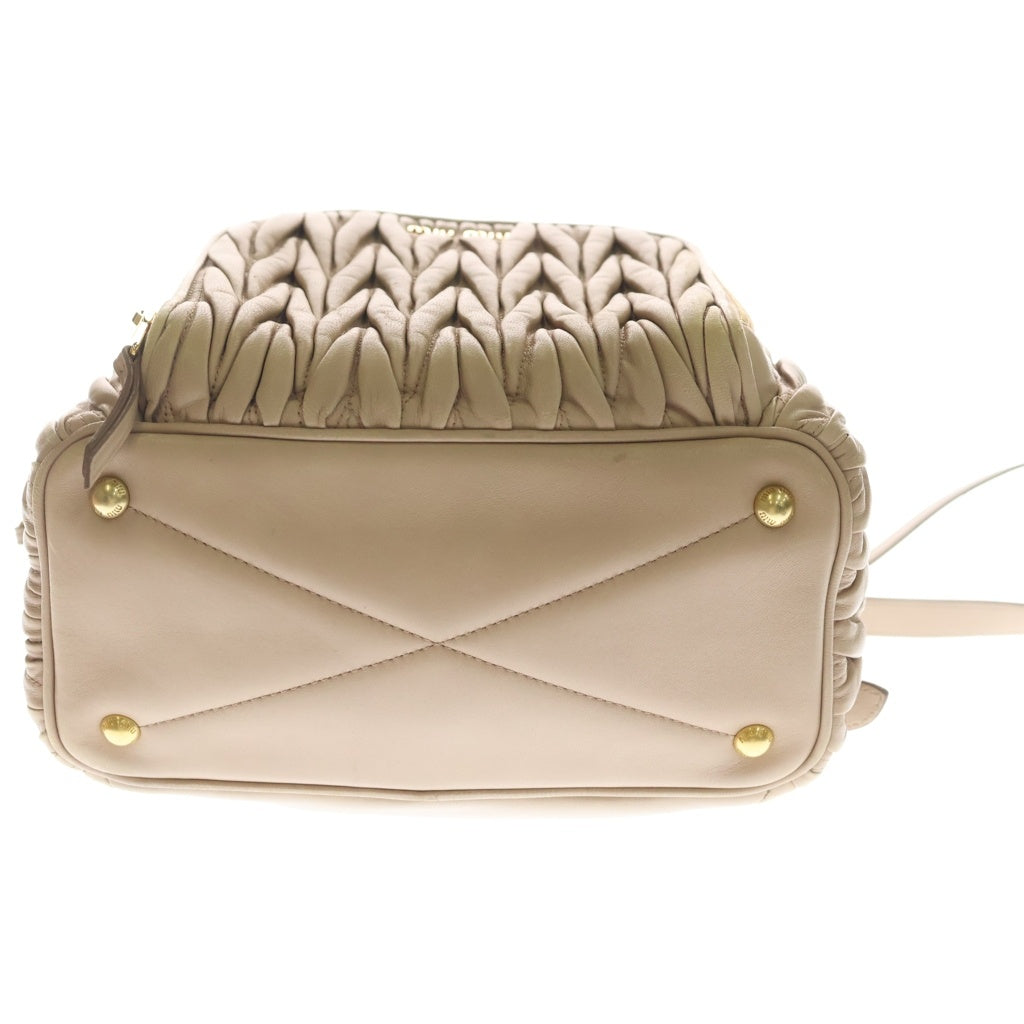 miumiu(ミュウミュウ) マテラッセ ミニ リュック リュックサック バックパック ベージュ レザー 5BZ022 ゴールド金具 レディース