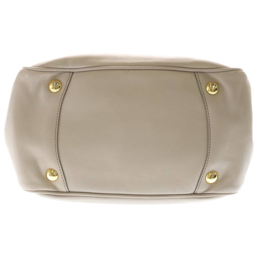 PRADA(プラダ) リボン 2WAYハンドバッグ ショルダーバッグ グレージュ レザー BN2245 ゴールド金具 レディース