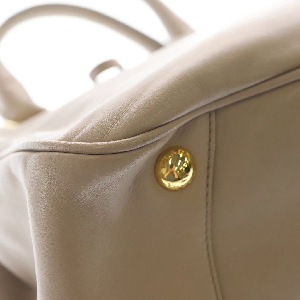 PRADA(プラダ) リボン 2WAYハンドバッグ ショルダーバッグ グレージュ レザー BN2245 ゴールド金具 レディース