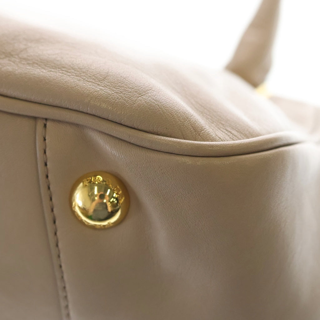 PRADA(プラダ) リボン 2WAYハンドバッグ ショルダーバッグ グレージュ レザー BN2245 ゴールド金具 レディース