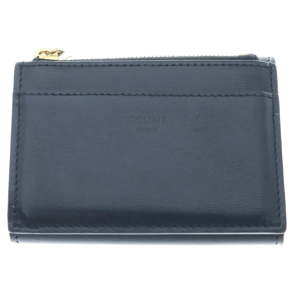 CELINE(セリーヌ) トリオンフ シャイニーカーフスキン ゴールド金具 三つ折り財布 コンパクトウォレット ブラック 10I653DPV.38NO レディース
