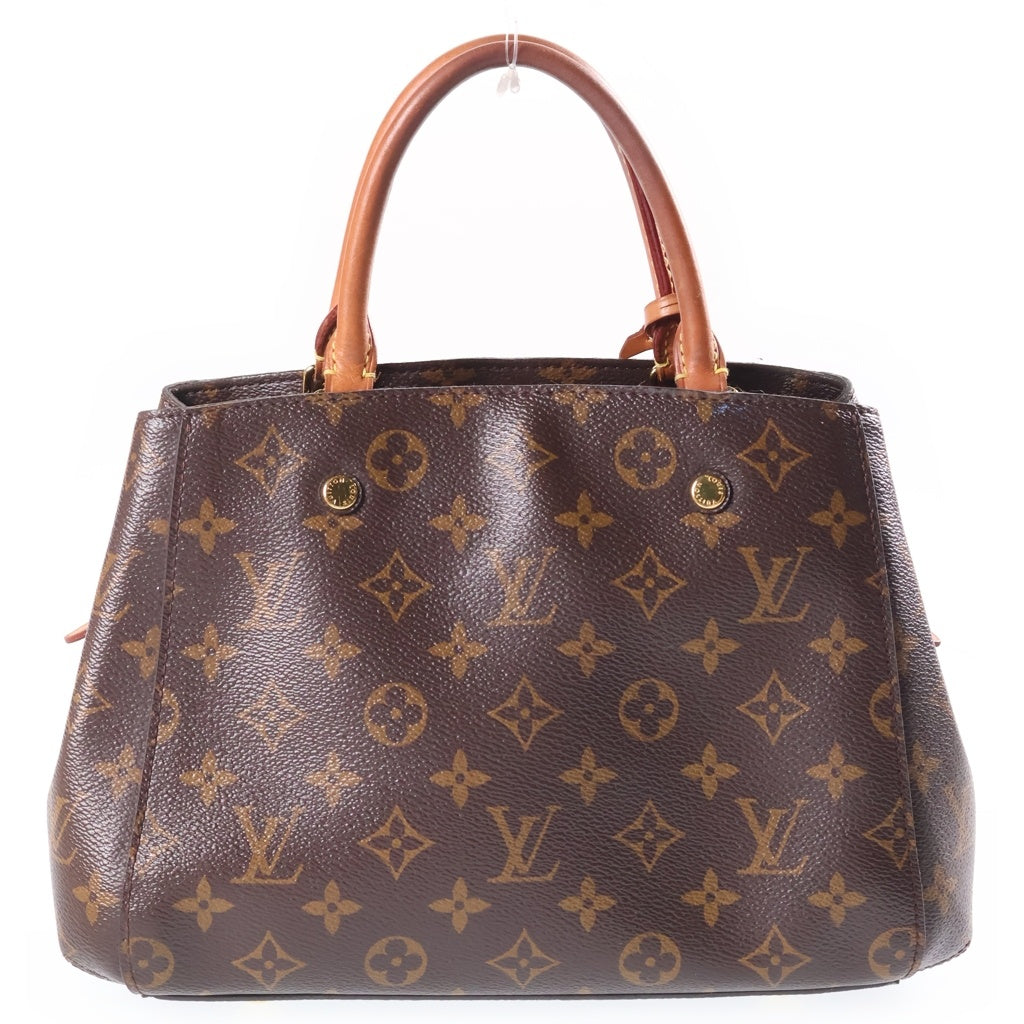 LOUIS VUITTON(ルイヴィトン) モノグラム モンテーニュBB 2WAYハンドバッグ ショルダーバッグ ブラウン レザー×PVC M41055 ゴールド金具 レディース