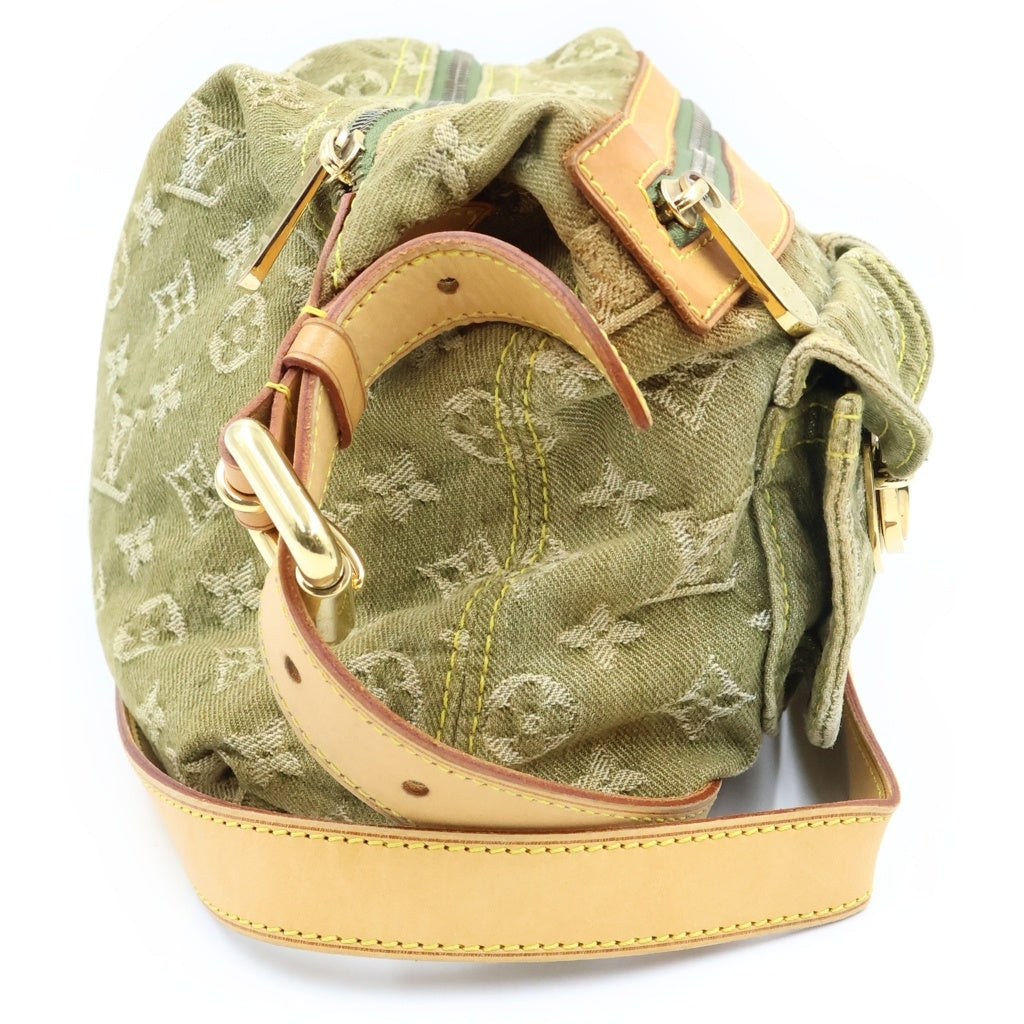 LOUIS VUITTON(ルイヴィトン) モノグラムデニム バギーPM レザー ショルダーバッグ ゴールド金具 カーキ M95213 レディース