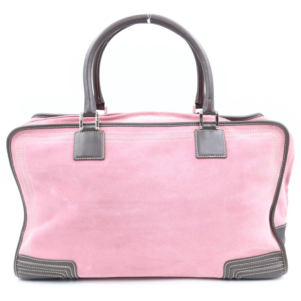 LOEWE(ロエベ) アマソナ アナグラムロゴ スエードレザー ハンドバッグ シルバー金具 ピンク レディース