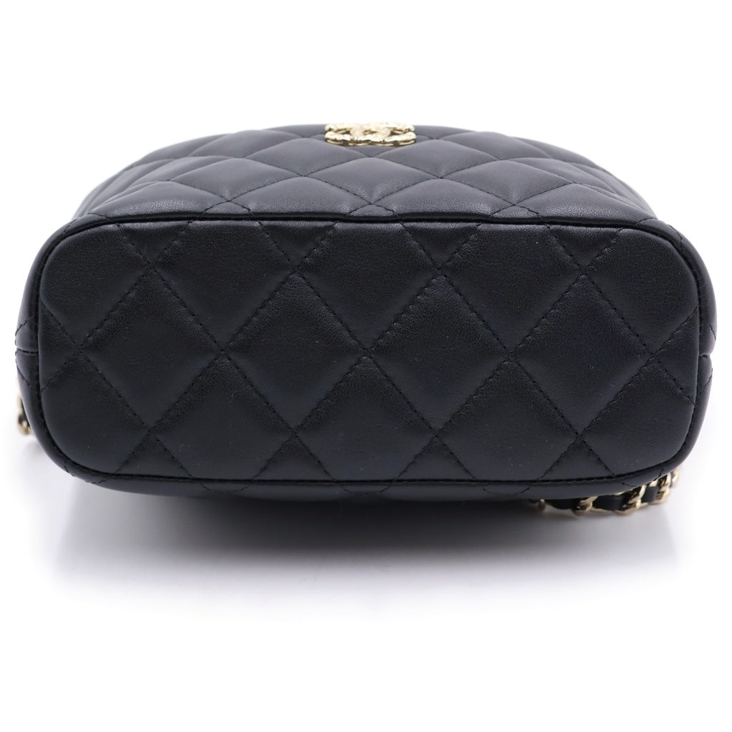 CHANEL(シャネル) マトラッセ ホーボー ミニ ラムスキン レザー 2WAY ハンド チェーンショルダーバッグ ゴールド金具 ブラック AP4761 シール レディース