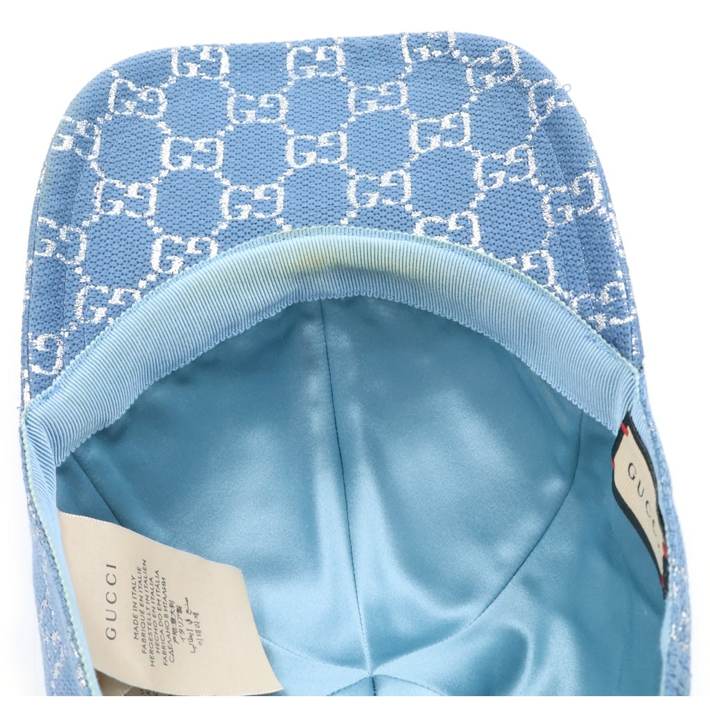 GUCCI(グッチ) GGラメ ウールナイロン ベースボールキャップ 帽子 ライトブルー 631953 レディース