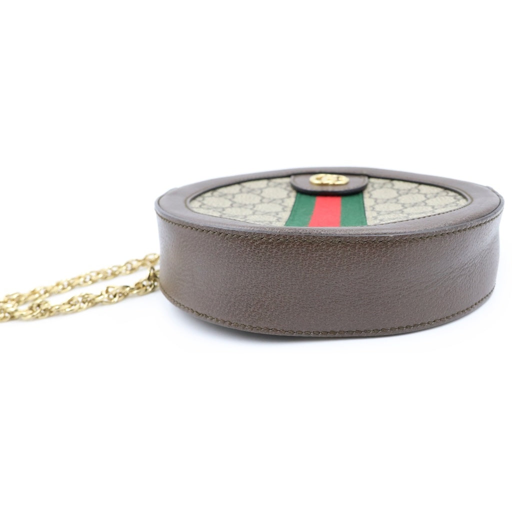 GUCCI(グッチ) オフィディア GGスプリーム ミニ ラウンドショルダーバッグ ブラウン PVC×レザー 550618 レディース
