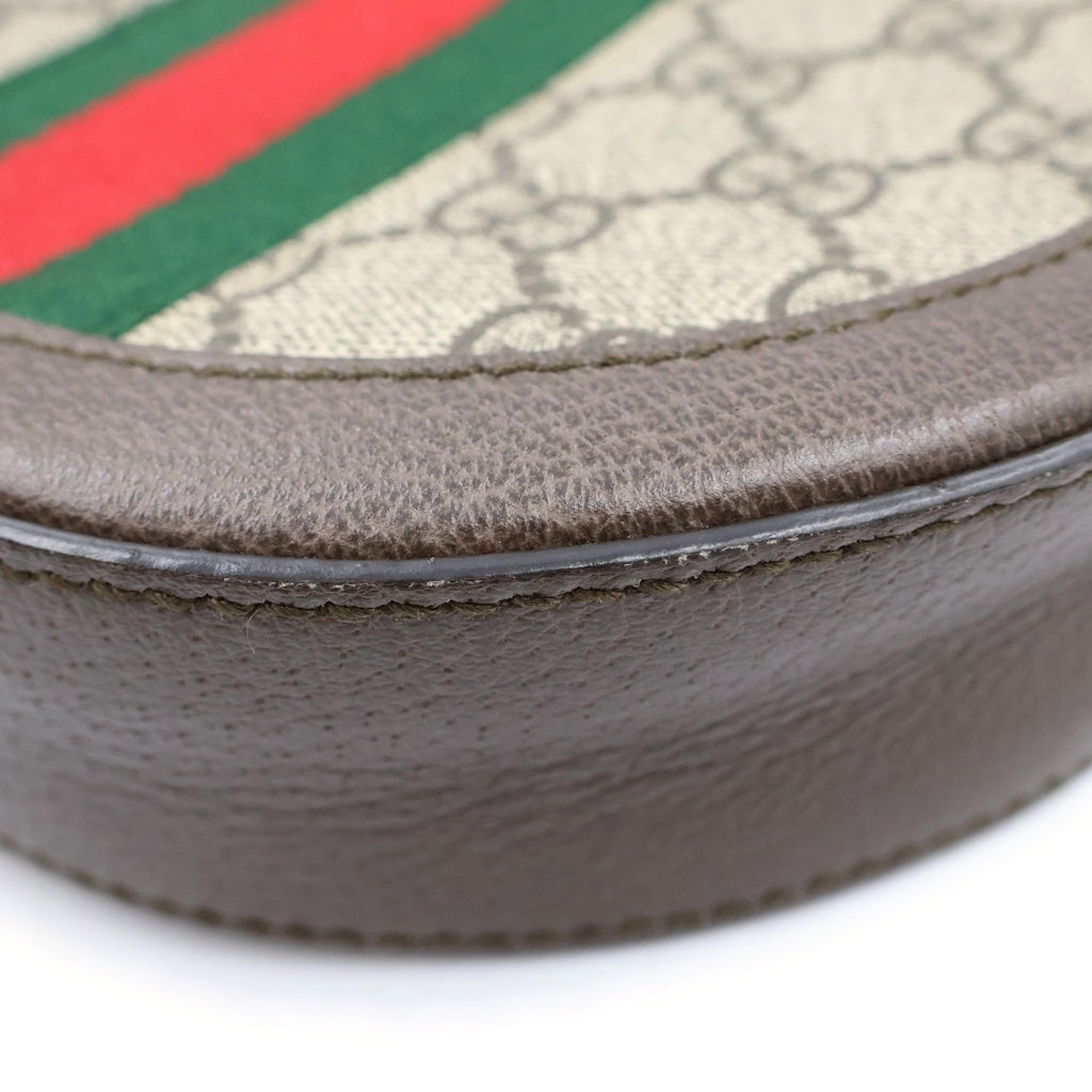 GUCCI(グッチ) オフィディア GGスプリーム ミニ ラウンドショルダーバッグ ブラウン PVC×レザー 550618 レディース