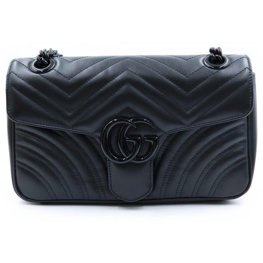 GUCCI(グッチ) GGマーモント ミディアム キルティング レザー チェーン ショルダーバッグ ブラック 443497 レディース