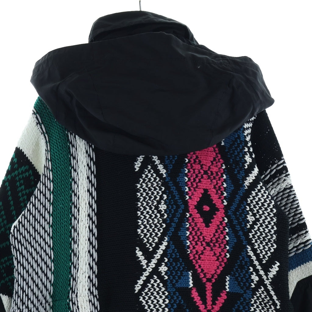 Sacai(サカイ) 22SS ジャガードニット切り替え フーデッド ジップアップジャケット ブルゾン ブラック/マルチ 22-02748M レディース