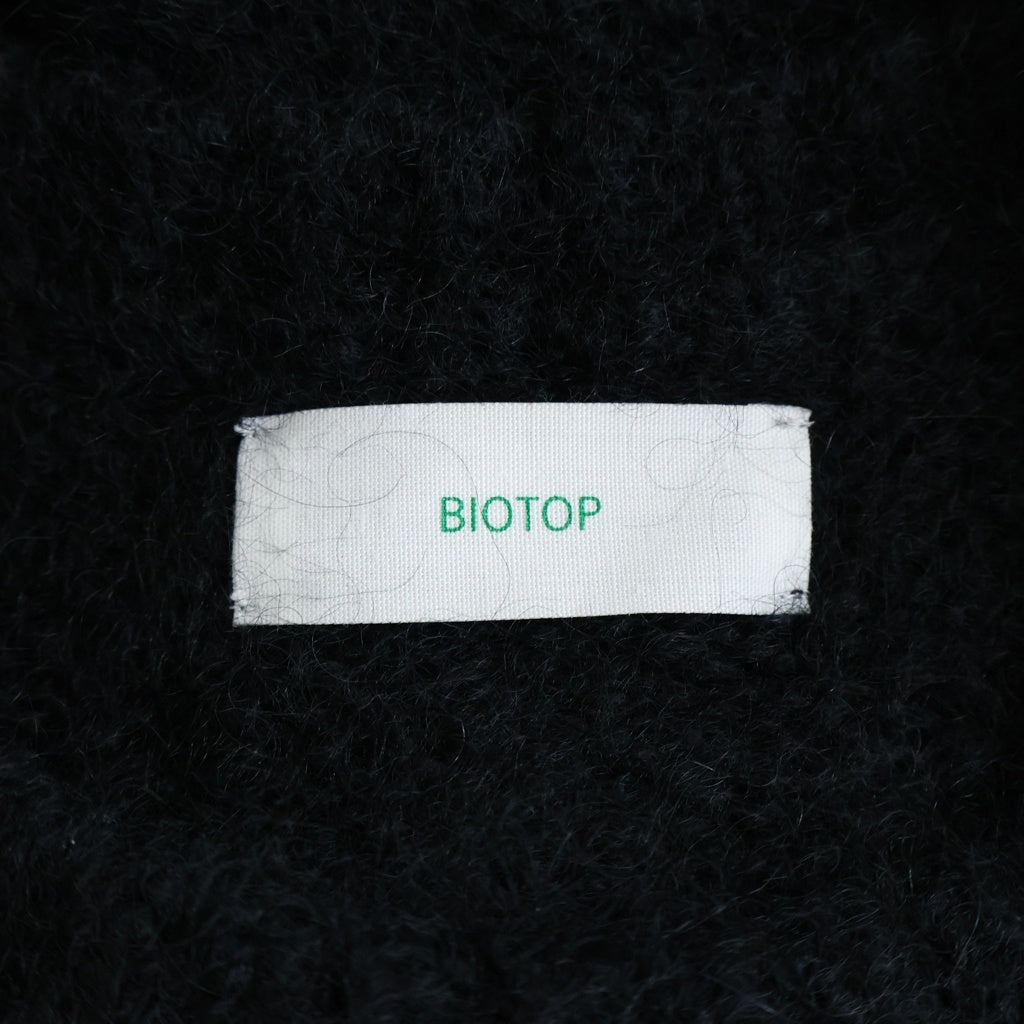 BIOTOP(ビオトープ) スラッシュ ライン ジャガード モヘア ウール クルーネック プルオーバー 長袖ニット セーター ブラック BBK-99500-C レディース