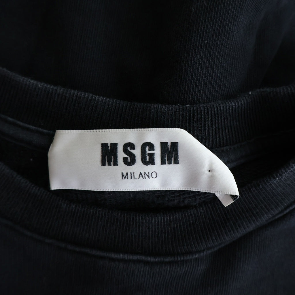 MSGM(エムエスジーエム) フロントロゴ クルーネック長袖スウェット コットン ブラック 2614MDM163 レディース
