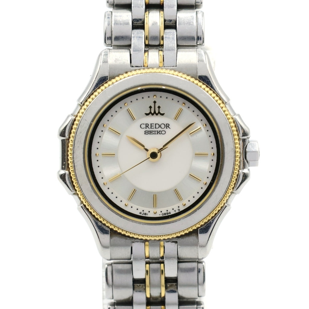 SEIKO(セイコー) クレドール 白文字盤 18KT×SS/QZ ステンレス クォーツ 腕時計 4J81-0B10