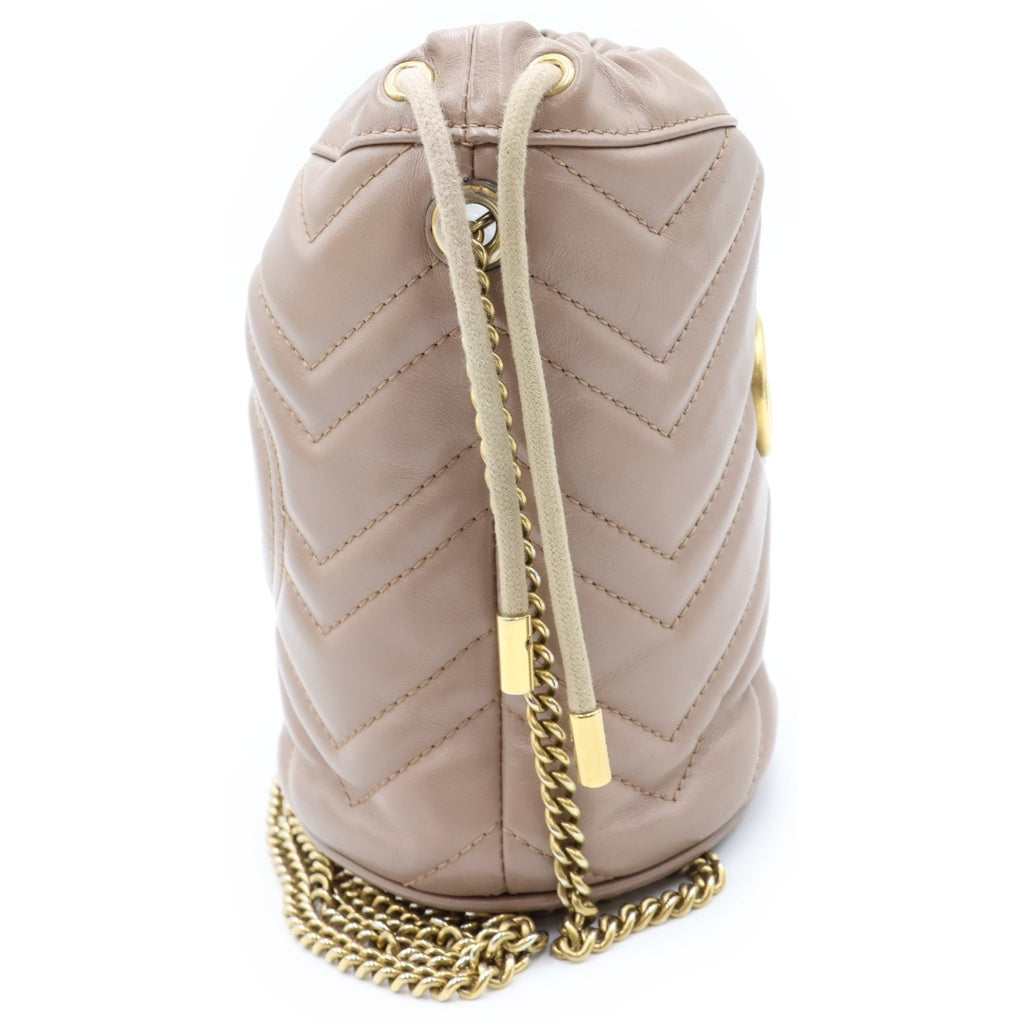 GUCCI(グッチ) GGマーモント ミニバケットバッグ ショルダーバッグ ベージュ レザー 575163 レディース