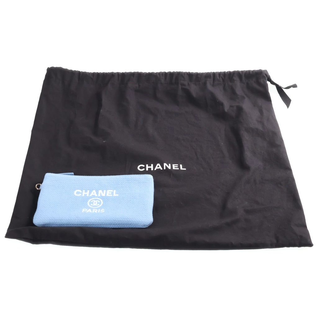 CHANEL(シャネル) ドーヴィル スモールショッピングバッグ チェーンハンドバッグ ブルー レザー×キャンバス AS3257 プレートシリアル ゴールド金具 レディース