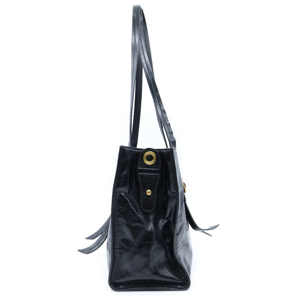 miumiu(ミュウミュウ) ロゴ ハンドバッグ トートバッグ ブラック レザー ゴールド金具 レディース