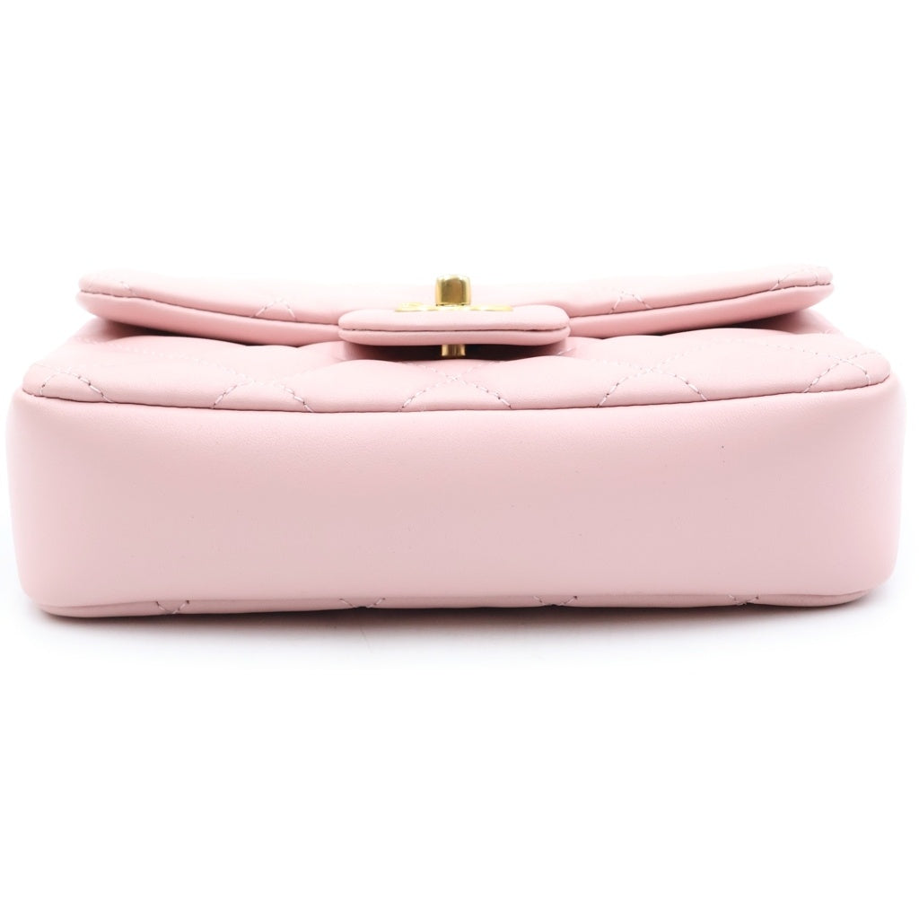 CHANEL(シャネル) ミニマトラッセ 17 チェーンショルダーバッグ ラムスキン ピンク AS3456 レディース