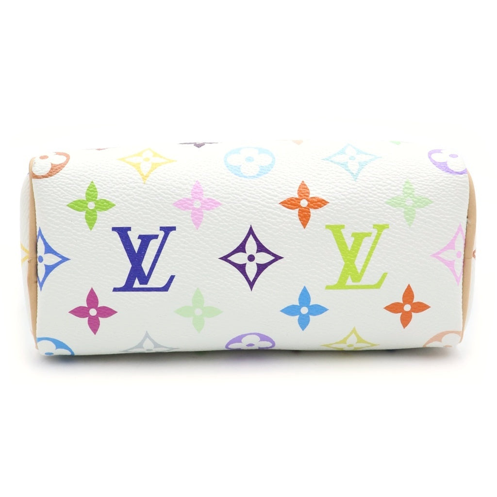 LOUIS VUITTON(ルイヴィトン) マルチカラー ナノ スピーディ ハンドバッグ ショルダーバッグ PVC×レザー ブロン ホワイト 2WAY M13391 レディース