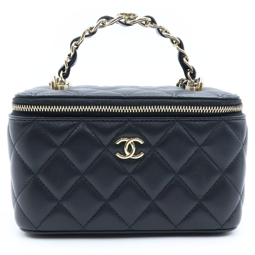 CHANEL(シャネル) マトラッセ バニティ チェーンショルダー ハンドバック ココマーク ゴールド金具 ラムスキン ブラック AP2303 レディース