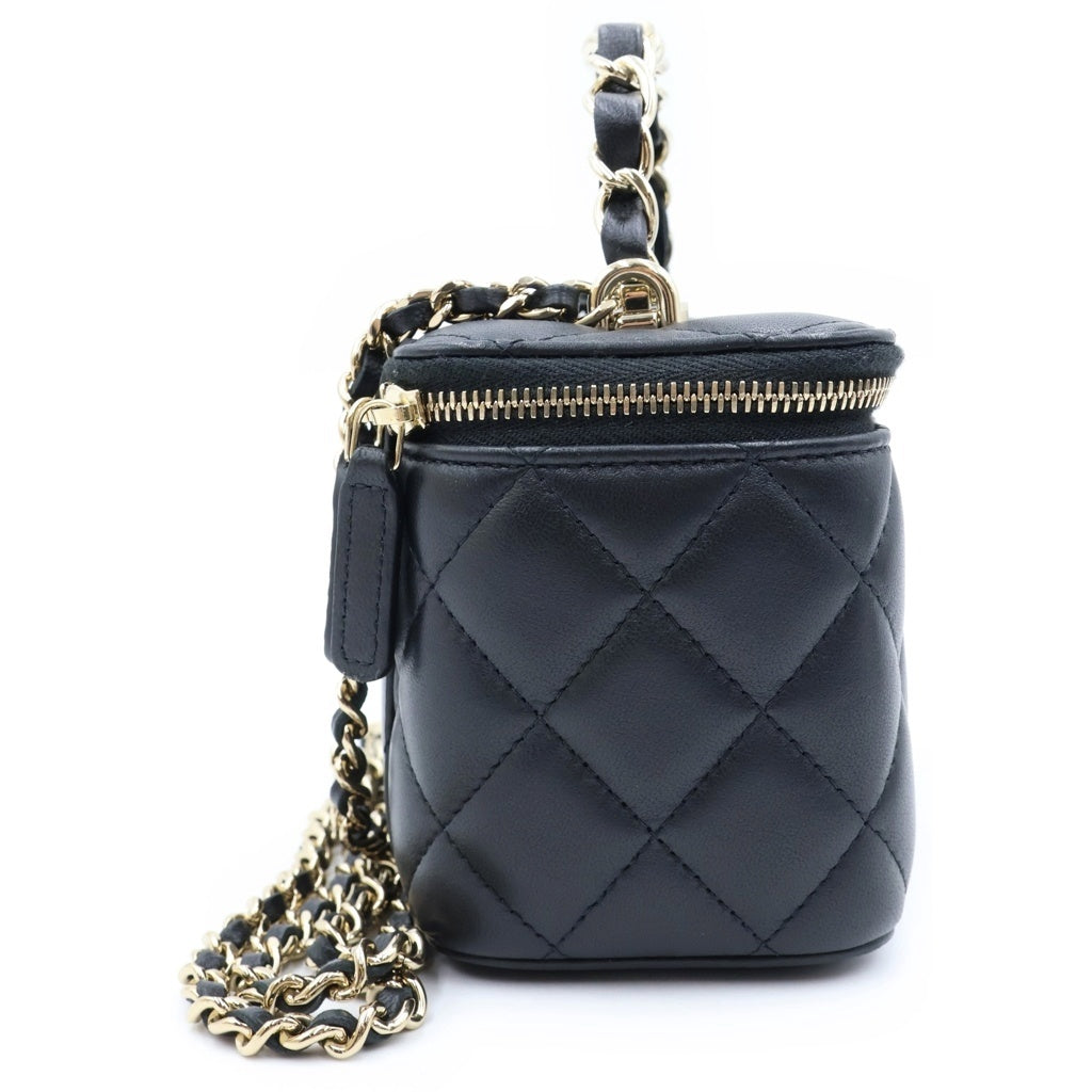 CHANEL(シャネル) マトラッセ バニティ チェーンショルダー ハンドバック ココマーク ゴールド金具 ラムスキン ブラック AP2303 レディース