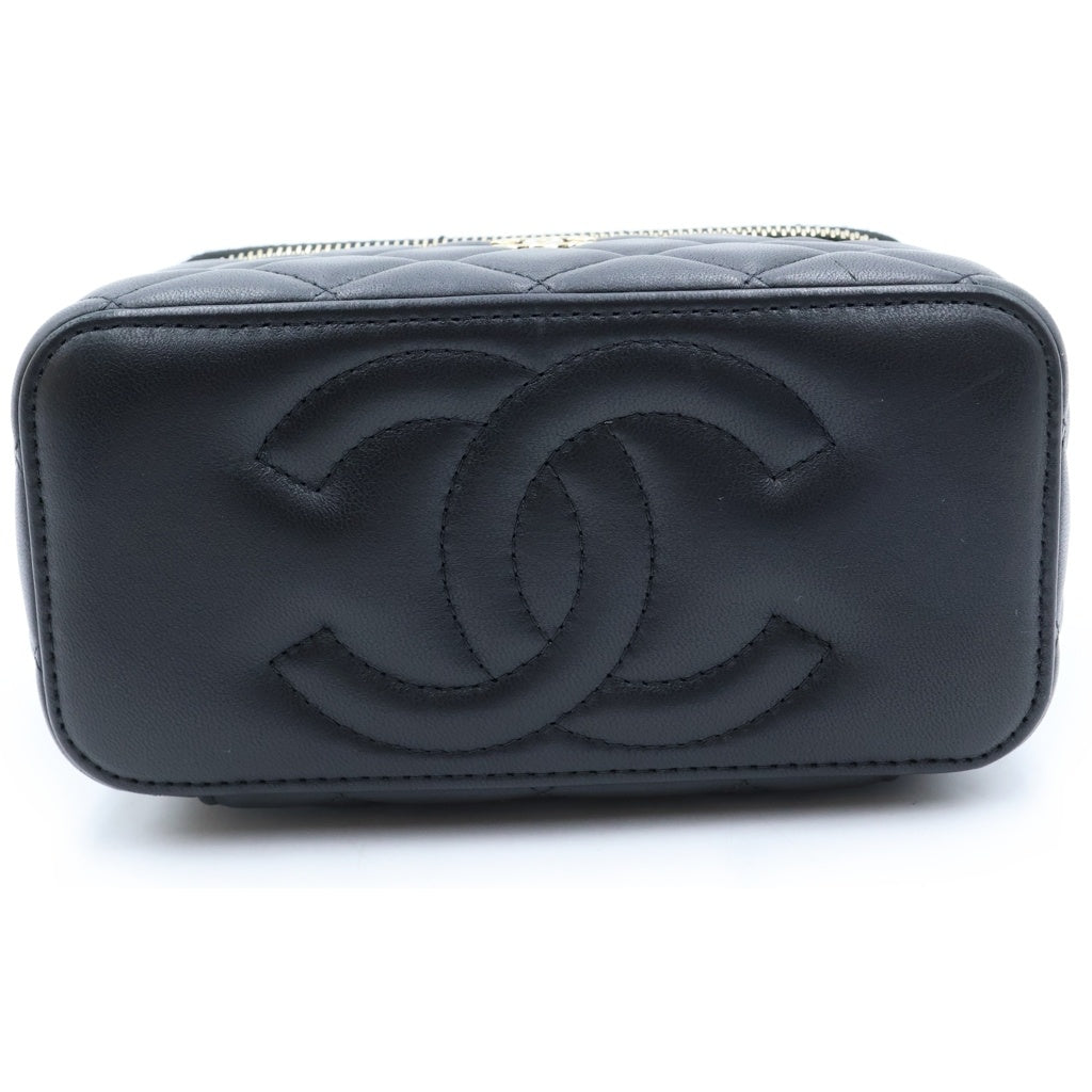 CHANEL(シャネル) マトラッセ バニティ チェーンショルダー ハンドバック ココマーク ゴールド金具 ラムスキン ブラック AP2303 レディース