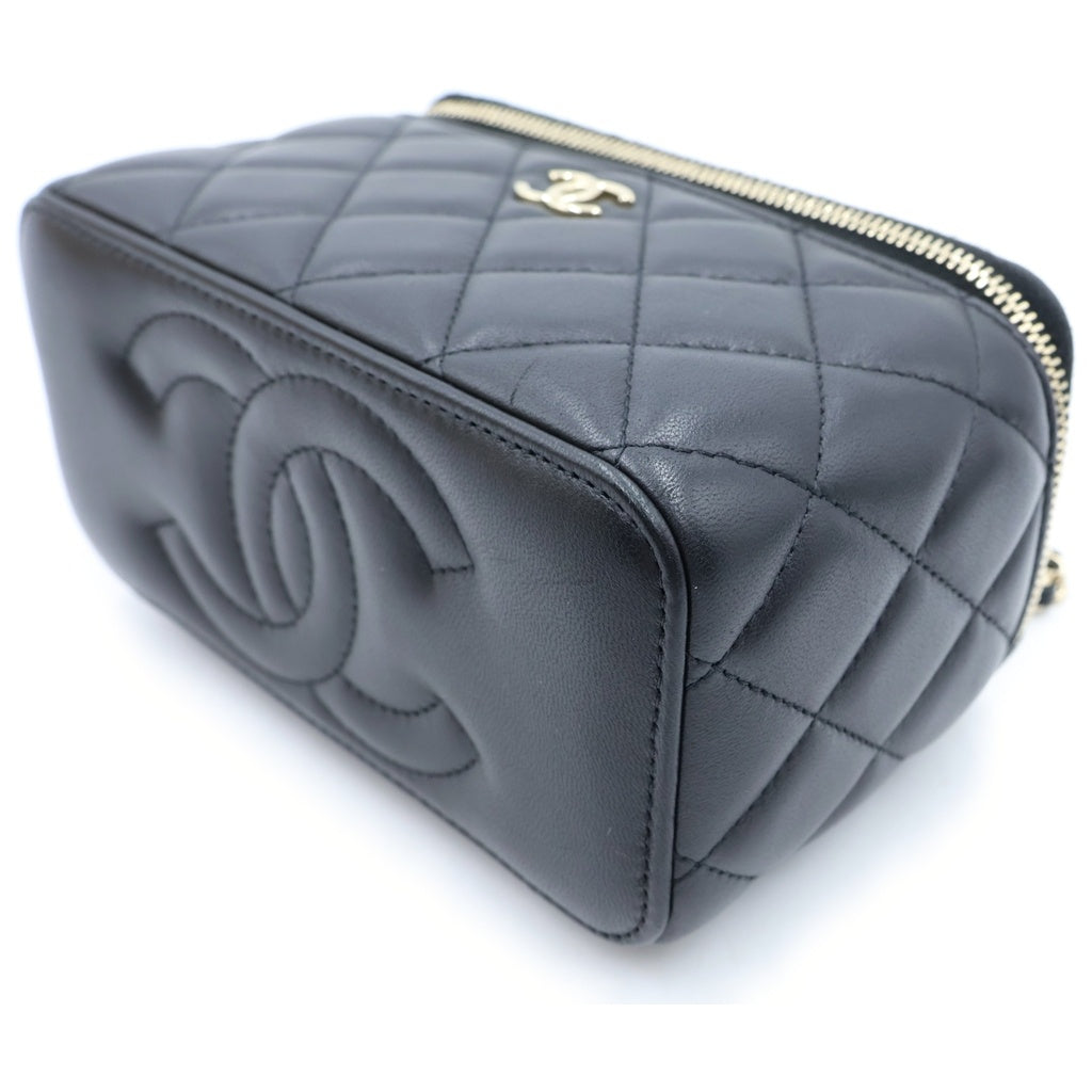 CHANEL(シャネル) マトラッセ バニティ チェーンショルダー ハンドバック ココマーク ゴールド金具 ラムスキン ブラック AP2303 レディース