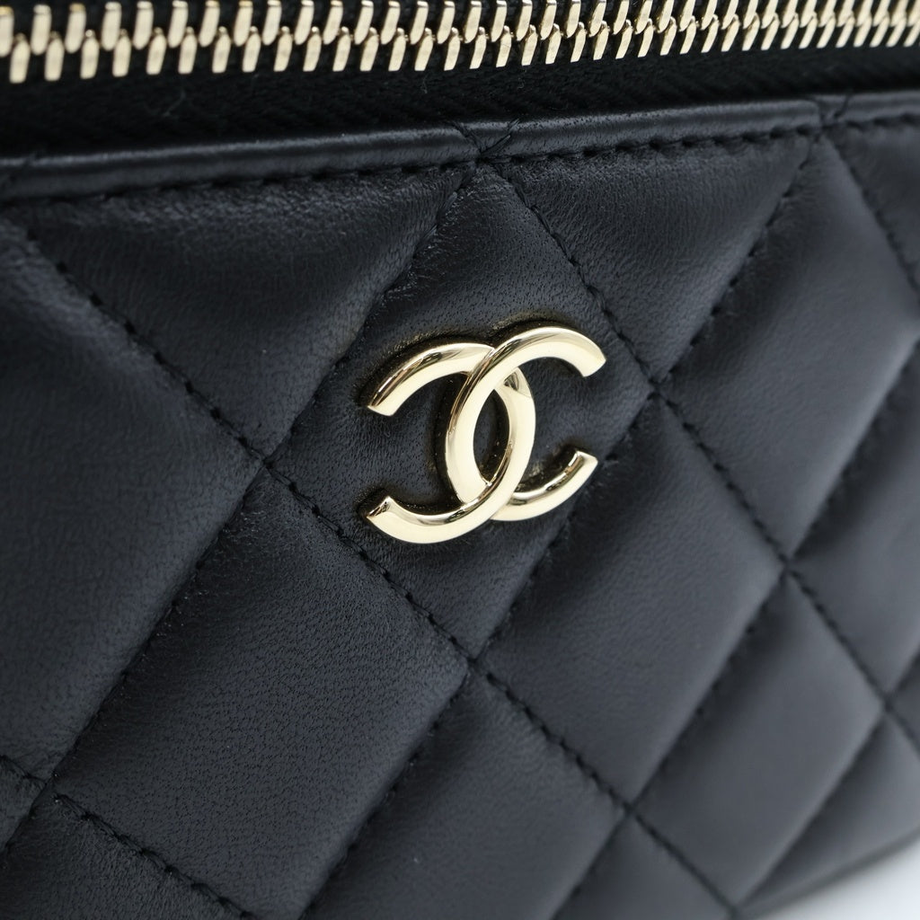CHANEL(シャネル) マトラッセ バニティ チェーンショルダー ハンドバック ココマーク ゴールド金具 ラムスキン ブラック AP2303 レディース