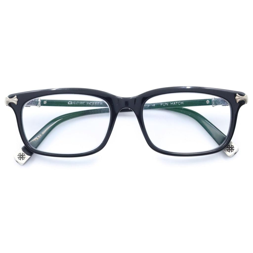 CHROME HEARTS(クロムハーツ) FUN HATC-A CHクロス スクエアフレーム 眼鏡 メガネ アイウェア 52□18-148 ブラック/シルバー
